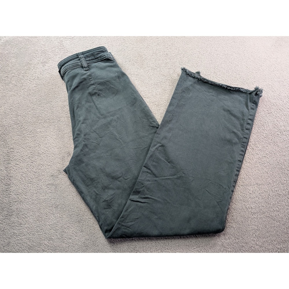 Marine Layer Womens High Rise Wide Leg Raw Hem Pants Dark Teal Size 6